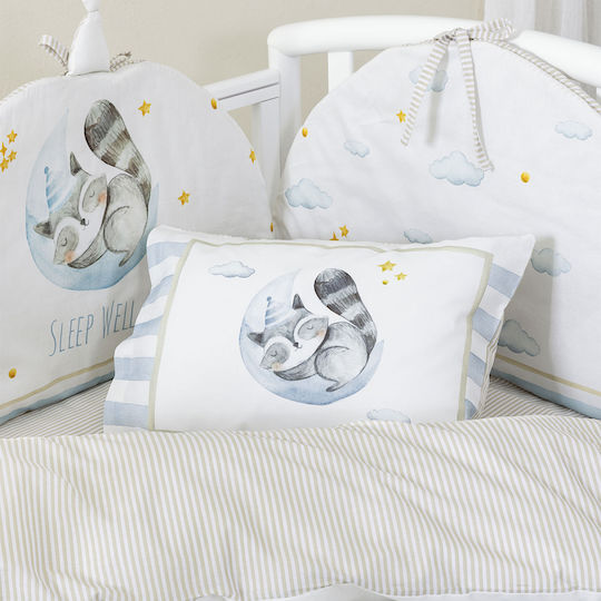 Nima Sleepy Crib Bumpers Classic Inside White, Light Blue 40x200cm