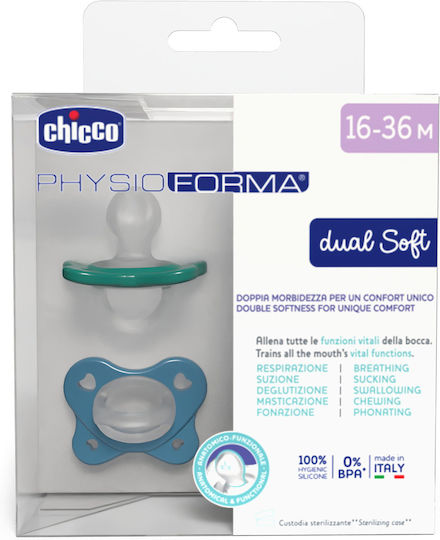 Chicco Physioforma Πιπίλα Σιλικόνης Blue/Green για 16-36 μηνών