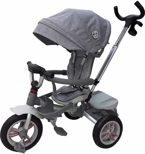 Kikka Boo Kids Tricycle Bicycle Zax Convertible with Storage Space, Tent & Parental Handle for 1.5+ Years Gray