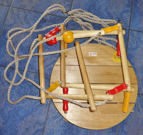 Emwe Wooden Kids Swing with Protector and Seat Belt Sonny 185x31x185cm for 1.5+ Years