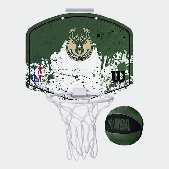Wilson Indoor Over Door Basketball Hoop with Ball NBA Milwaukee Bucks