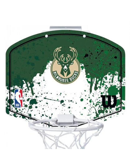 Wilson Indoor Over Door Basketball Hoop with Ball NBA Milwaukee Bucks