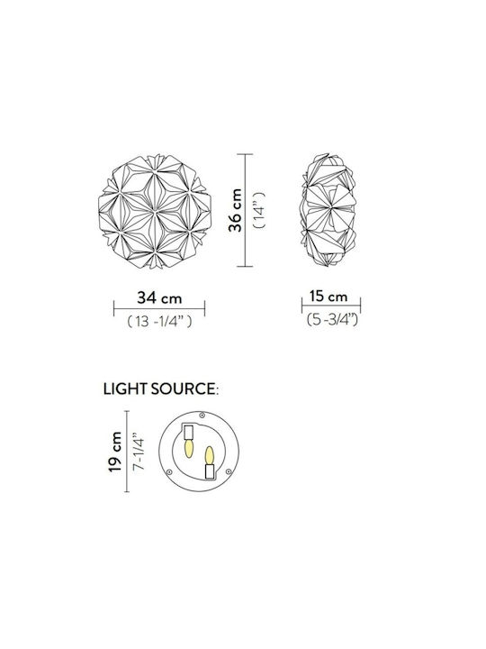 Slamp La Vie Mini Modern Lumină de Perete cu Soclu E14 Multicolor 36x34x15cm