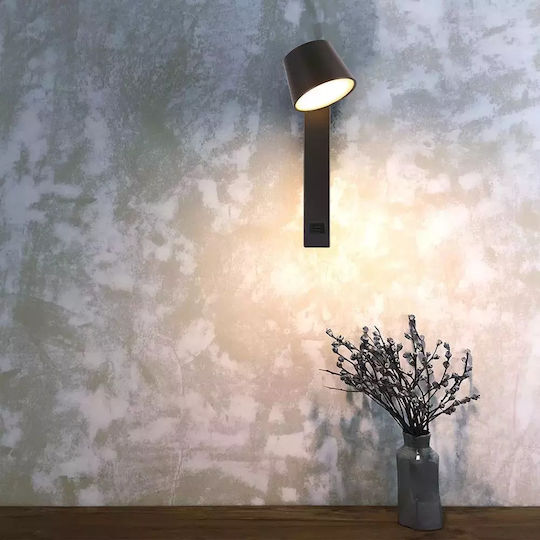 V-TAC Modern Lamp Wall with USB Port Black