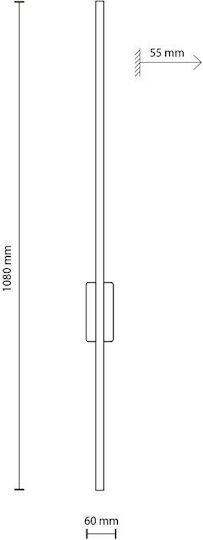 TK Lighting Модерен Осветително тяло За стена с вграден LED Черен 60x6x5.5см.