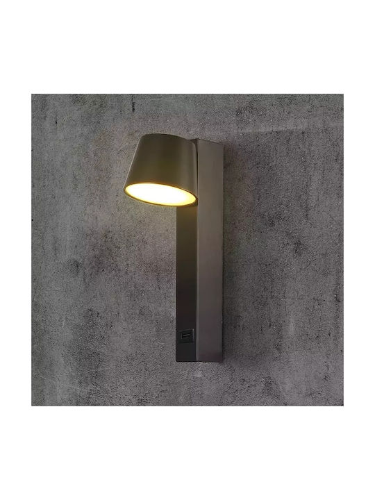 V-TAC Modern Leuchte Wand mit USB-Anschluss Schwarz