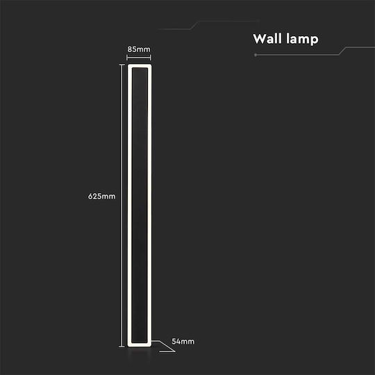 V-TAC Corten Wall-Mounted Linear Lighting LED IP65 17W with Warm White Light 8.5x5.4x62.5cm