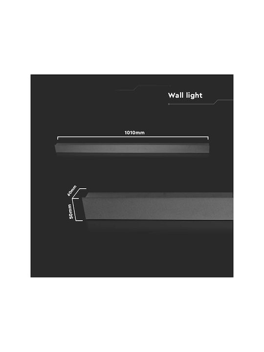 V-TAC Επιτοίχιο Γραμμικό Φωτιστικό LED IP65 16W με Θερμό Λευκό Φως 6x6x5εκ.
