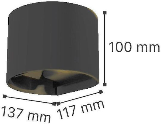 Inlight Επιτοίχιο Εξωτερικό Σποτ LED IP65 6W με Ψυχρό Λευκό Φως Διπλής Δέσμης 11.7x13.7x10εκ.