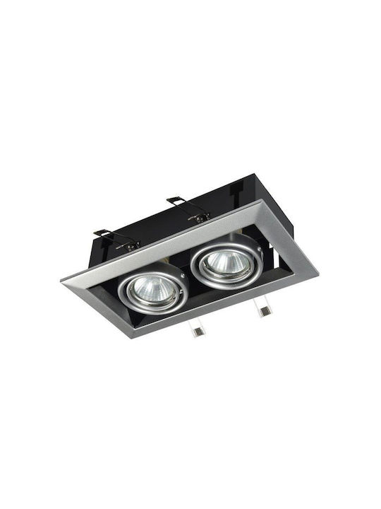 Maytoni Rechteckig Metallisch Einbau Spot mit Fassung GU10 Schwarz 24.5x12.6cm. 1Stück