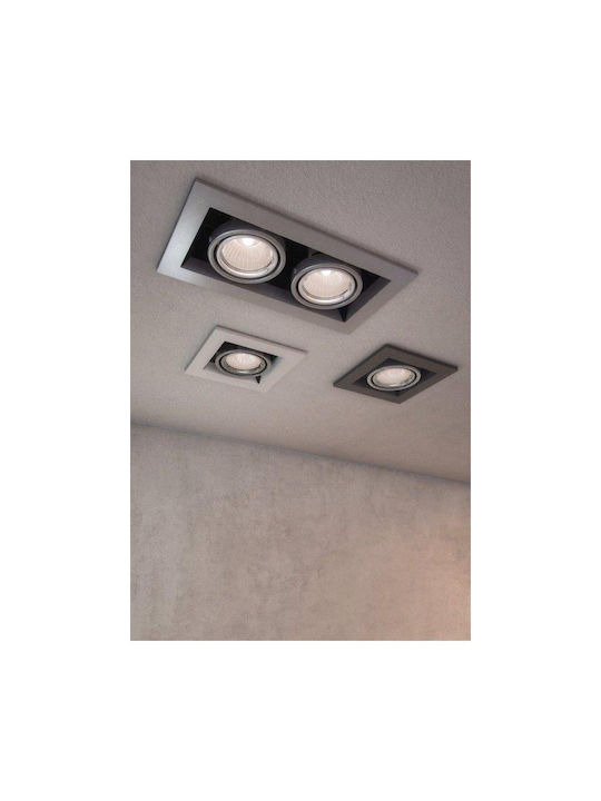 Maytoni Rectangle Metallic Recessed Spot with Socket GU10 Black 24.5x12.6cm. 1pcs