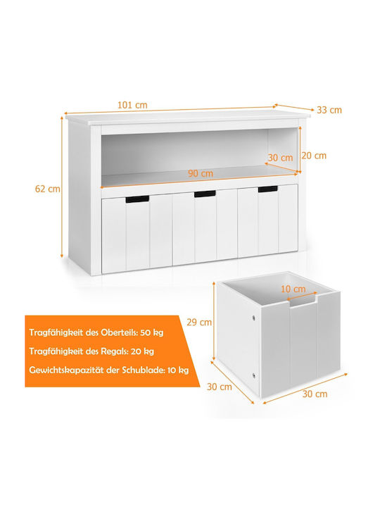 Mobilier pentru copii cu 3 uși Alb 101x33x62buc