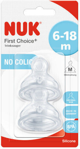 Nuk First Choice+ Silicone Baby Bottle Teats Small Flow for 6+ months 2pcs