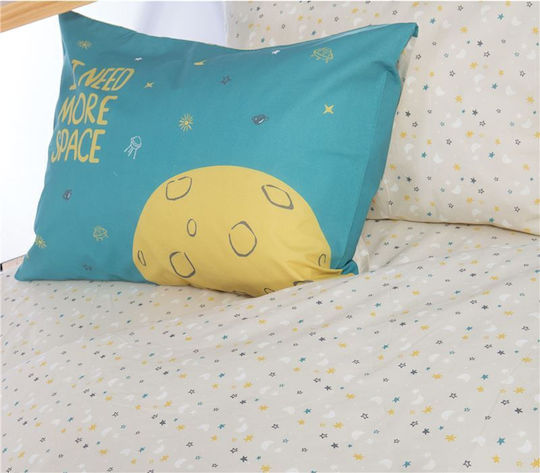 Nef-Nef Homeware Space Set Kids Duvet Cover Single with Pillowcase Cotton Outer Space 160x240cm