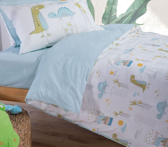 Nef-Nef Homeware Dino Dragon Time Set Kids Duvet Cover Single with Pillowcase Cotton Dino Dragon Time 160x240cm