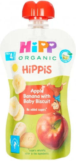 Hipp Fruit-Vegetable Puree with Flavor Apple, Banana, and Baby Biscuit No Added Sugar 90gr for 5+ Months