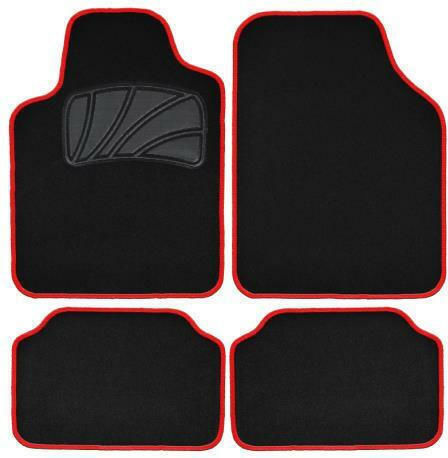 Autoline Set of Front and Rear Mats Universal 4pcs Black / Red