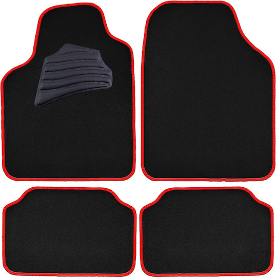 Autoline Set of Front and Rear Mats Universal 4pcs Black / Red