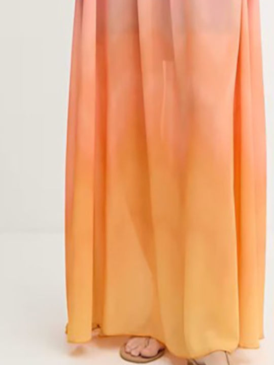 Summer Maxi Evening Dress Open Back Sunset
