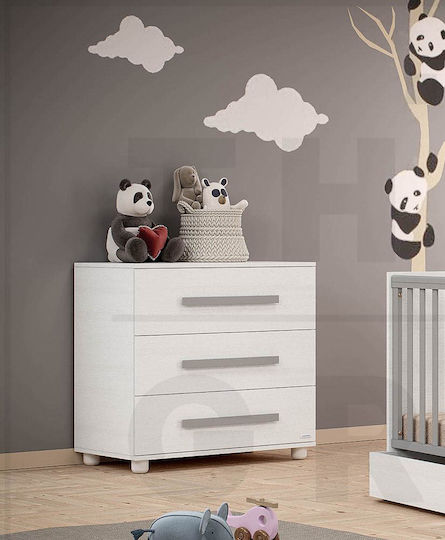Panda Baby Dresser with 3 Drawers Ecru 94x51x88cm
