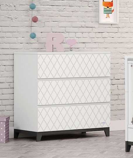 Rombo Baby Wickelkommode mit 3 Schubladen Weiße 91x51x94cm