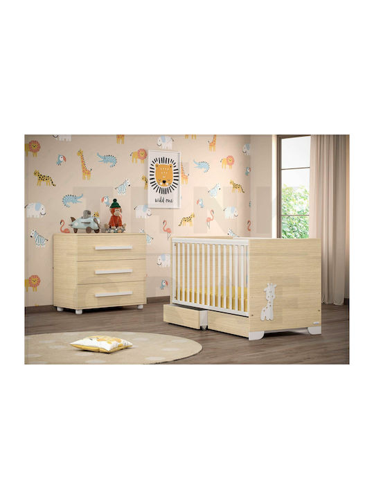 Giraffe Baby Dresser with 3 Drawers Beige 88x51x94cm