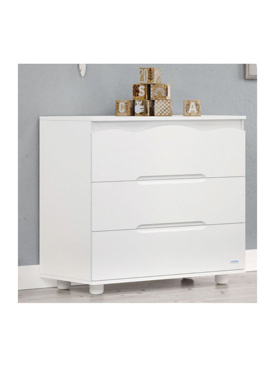 Winnie Baby Dresser with 3 Drawers White 94x51x88cm