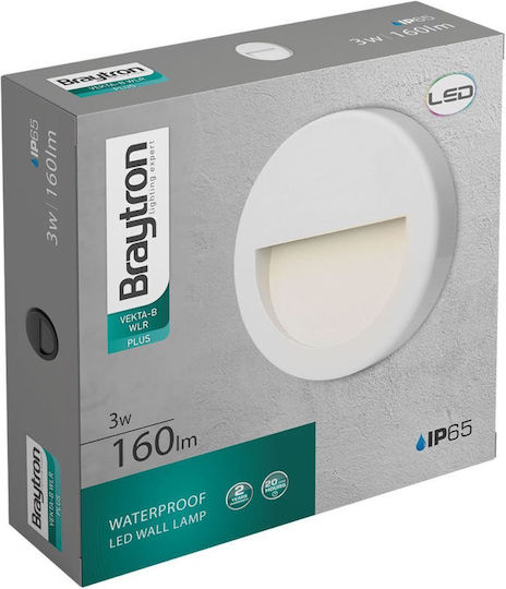 Braytron Стенен Външен Плафон LED IP65 3W с Топло бяло Светлина