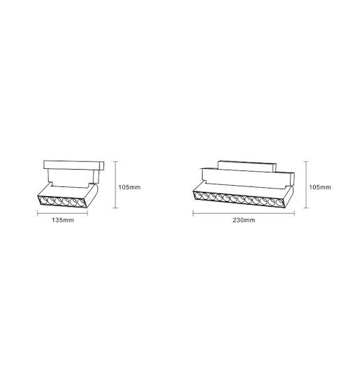 Interlight Commercial Linear LED Ceiling Light Warm White IP20 L13.5xD10.5cm