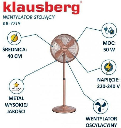 Klausberg Ventilator Pe Piedestal 50W Diametru Ventilator 40cm Cupru