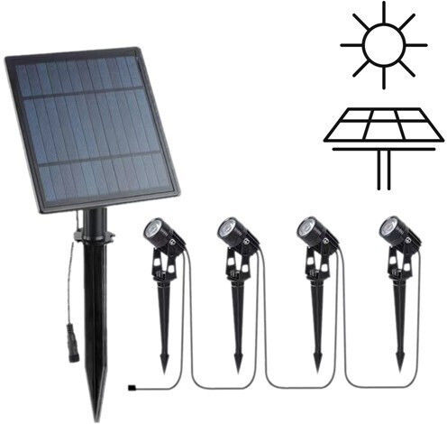 Eurolamp Set of 4 Stake Solar Lights 1.5W 200lm with Natural White Light 4000K IP44