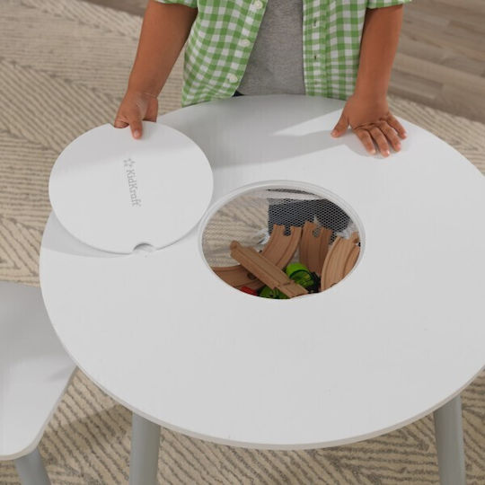 Round Storage Table Kids Table and Chairs Set made of Plastic Gray Kidkraft