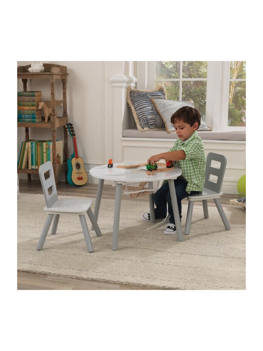 Round Storage Table Σετ Παιδικό Τραπέζι με Καρέκλες από Πλαστικό Γκρι Kidkraft