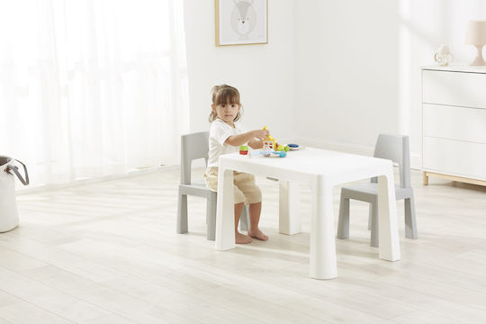 Kids Table and Chairs Set made of Plastic White / Grey FreeOn