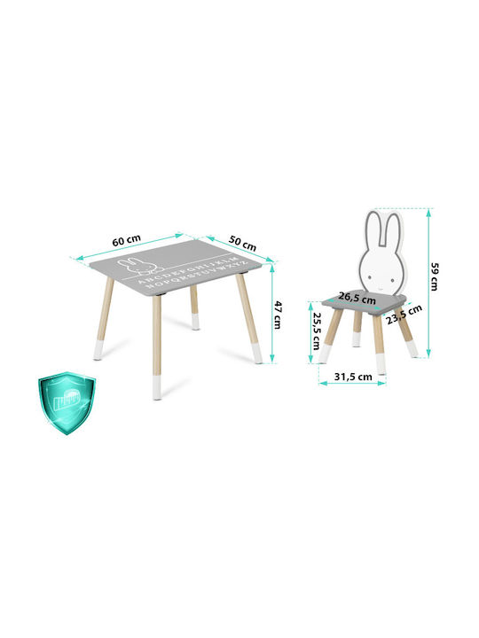 Kids Table and Chairs Set made of Wood Gray Ricokids