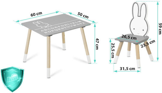 Kinder Tischset mit Stühlen aus Holz Gray Ricokids