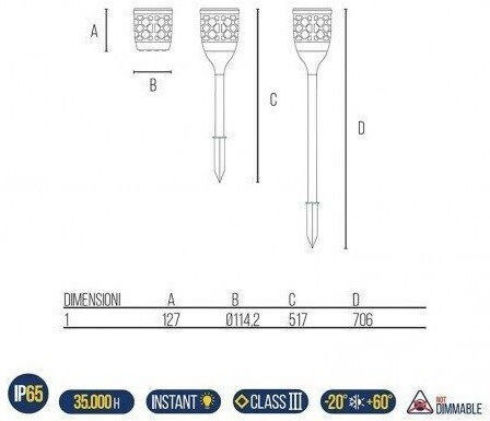 Bot Lighting Lampă Solară pardoseală Torță 2W