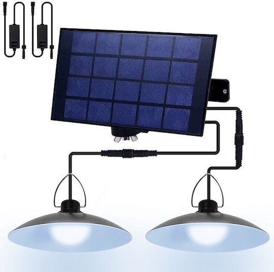GDPLUS Σετ 2 Κρεμαστά Ηλιακά Φωτιστικά Δρόμου 3.5W 260lm Ψυχρό Λευκό 6000K με Φωτοκύτταρο IP65