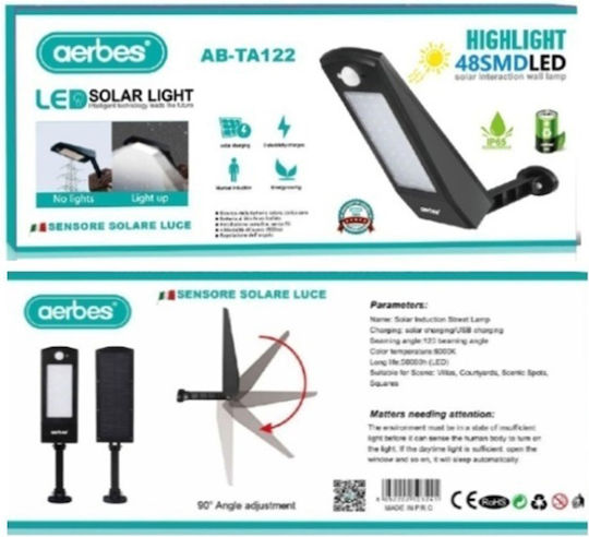 Aerbes AB-TA122 Street Solar Light Cold White 6000K with Motion Sensor and Photocell