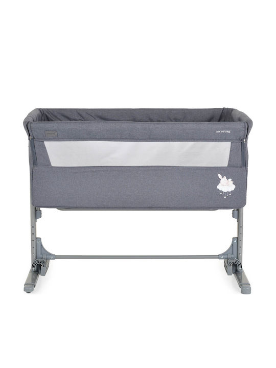 Moni Cradle with Mattress, Side Opening, and Wheels Gray