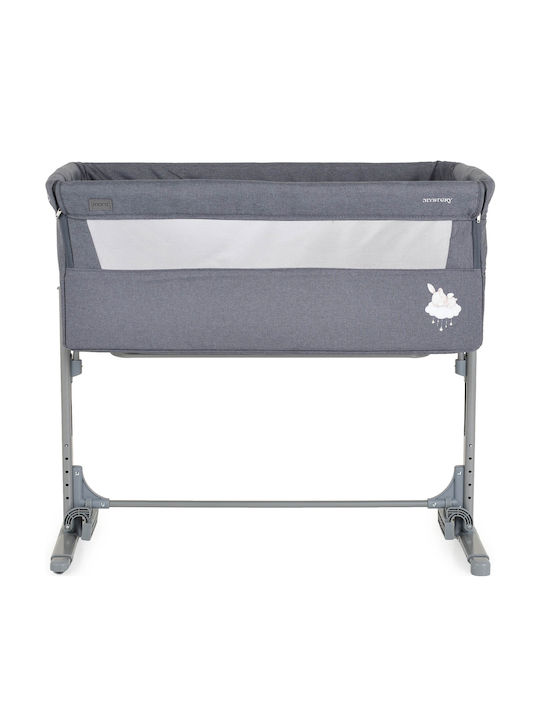 Moni Cradle with Mattress, Side Opening, and Wheels Gray