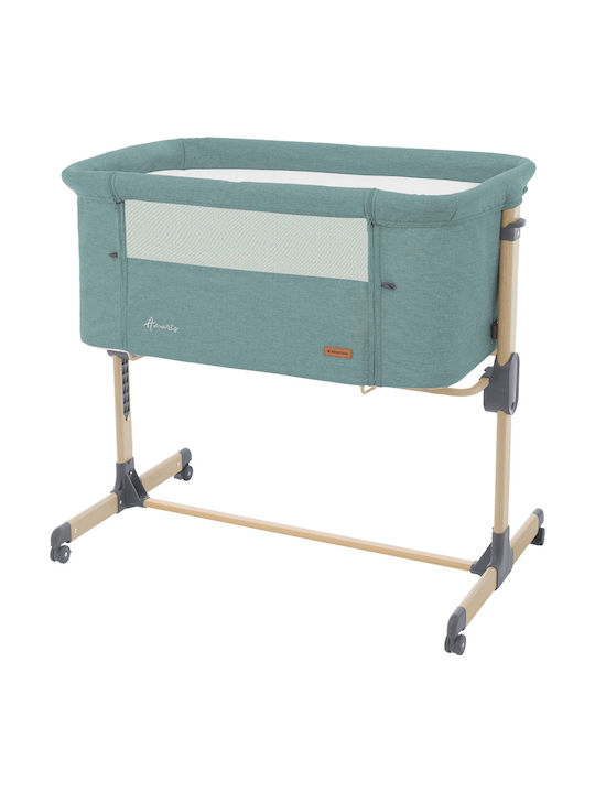 Kikka Boo Cradle Amaris with Mattress, Side Opening, and Wheels Green