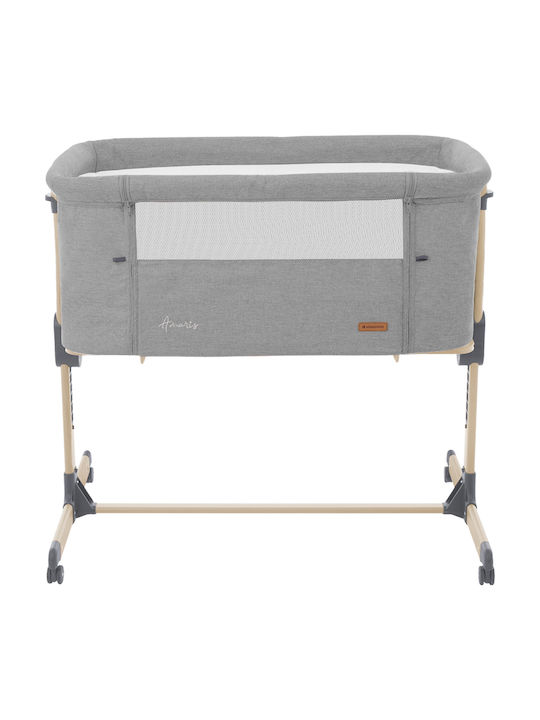 Kikka Boo Cradle Amaris with Mattress, Side Opening, and Wheels Gray