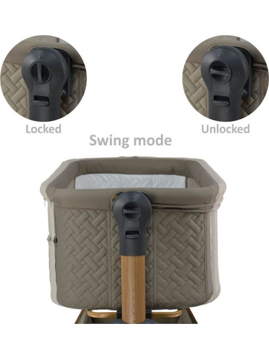 Bebe Stars Cradle with Mattress, Side Opening, and Wheels Beige