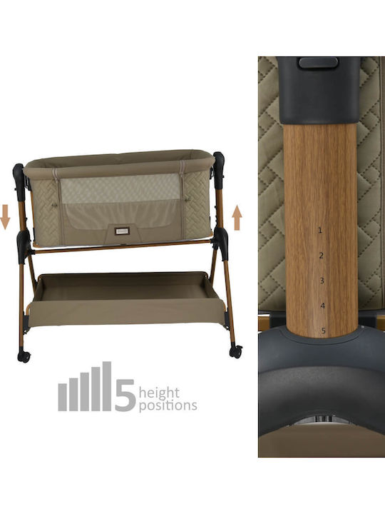 Bebe Stars Cradle with Mattress, Side Opening, and Wheels Beige