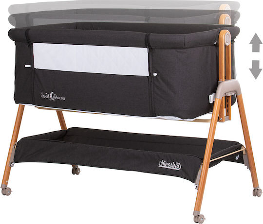 Chipolino Cradle Sweet Dreams with Mattress and Wheels Graphite Wood