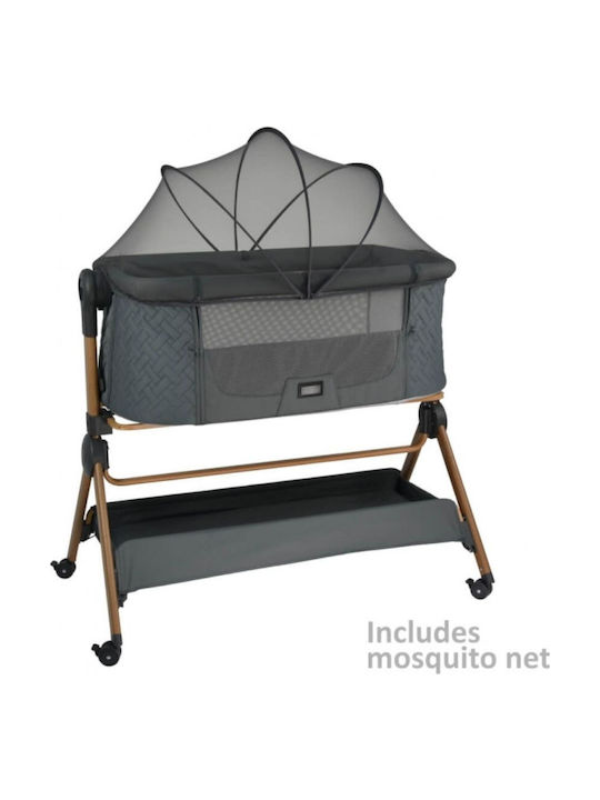 Bebe Stars Cradle with Mattress, Side Opening, and Wheels Gray