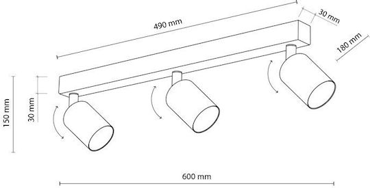 TK Lighting Σποτ με 10 Φώτα και με Ντουί GU10 σε Λευκό Χρώμα