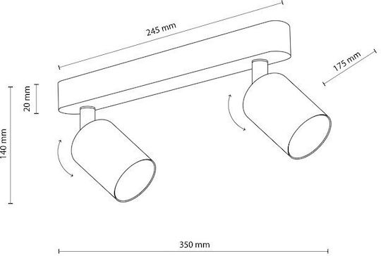 TK Lighting Διπλό Σποτ με Ντουί GU10 σε Ροζ Χρώμα