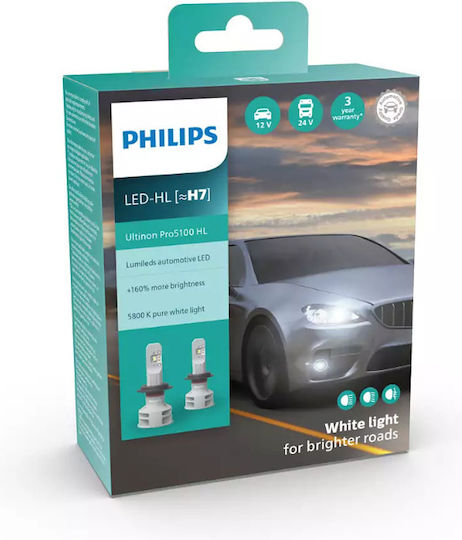 Philips Λάμπες Αυτοκινήτου Ultinon Pro5100 HL H7 LED 5800K 12-24V 2τμχ